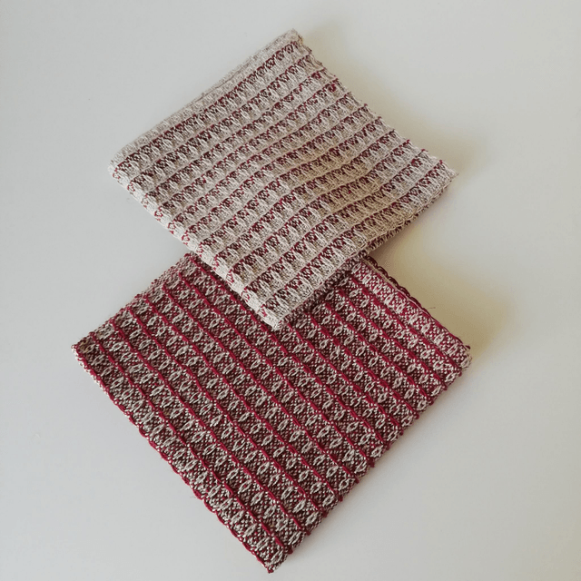 Lot de 2 lavettes en coton-lin bio tissées main - 30x30 cm